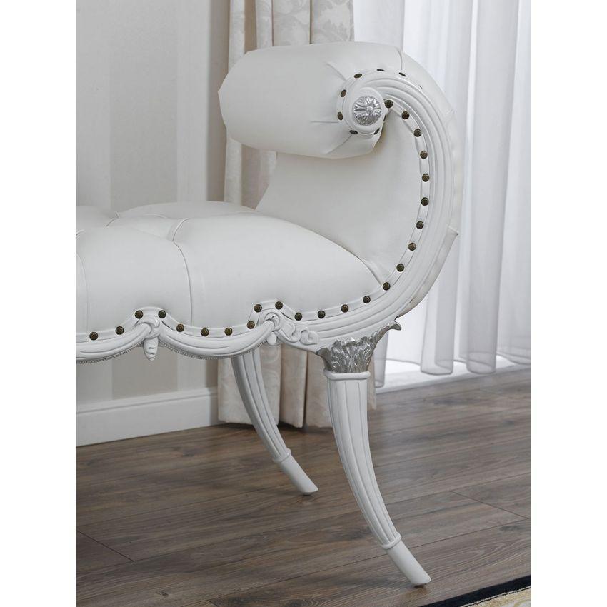 Ritzy Sheesham Wood Bench Couch - White front view