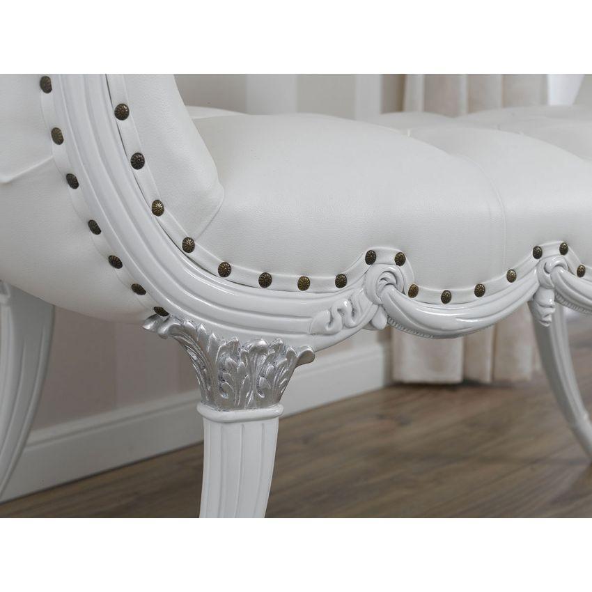 Ritzy Sheesham Wood Bench Couch - White detail view