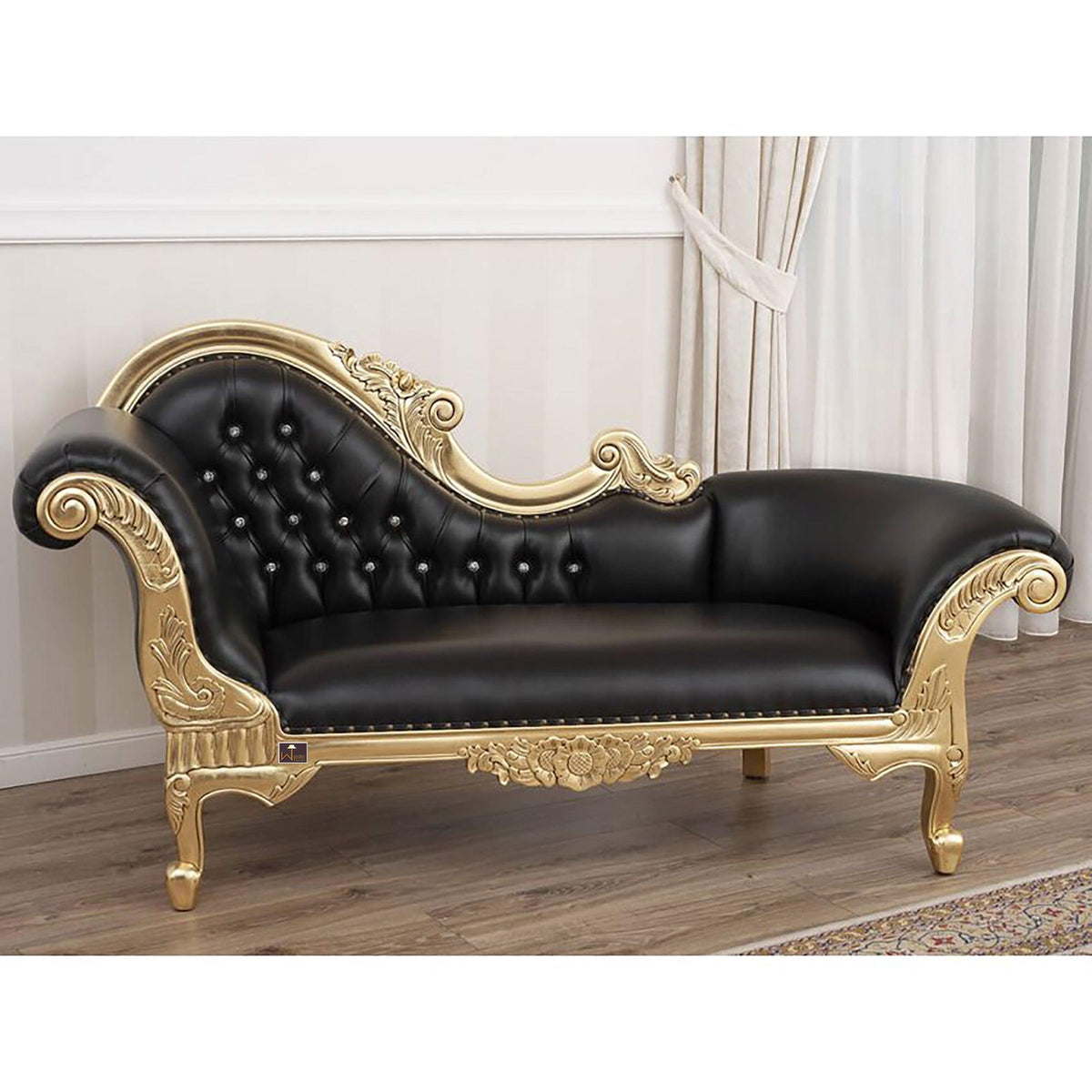 Hand-Carved Teak Wood Chaise Lounge