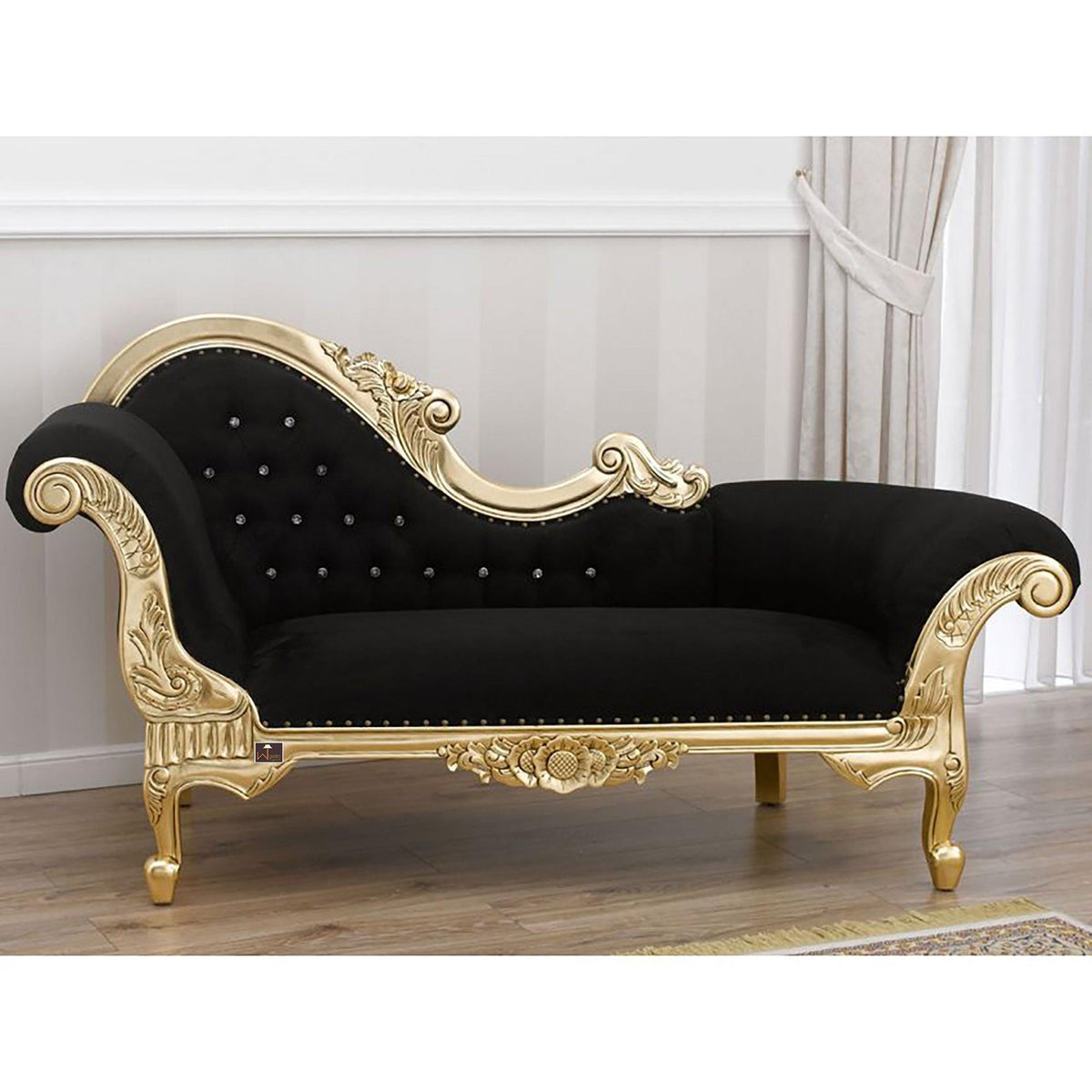 Hand-Carved Teak Wood Chaise Lounge
