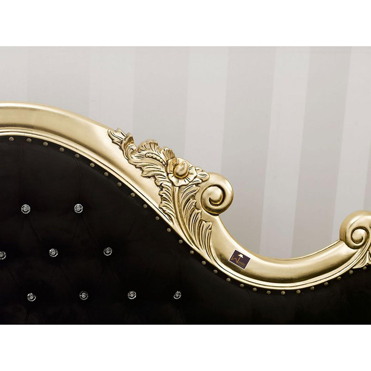 Hand Carved Baroque Style Lacquered Velvet Burgundy Crystal Sw Buttons (Gold) - WoodenTwist