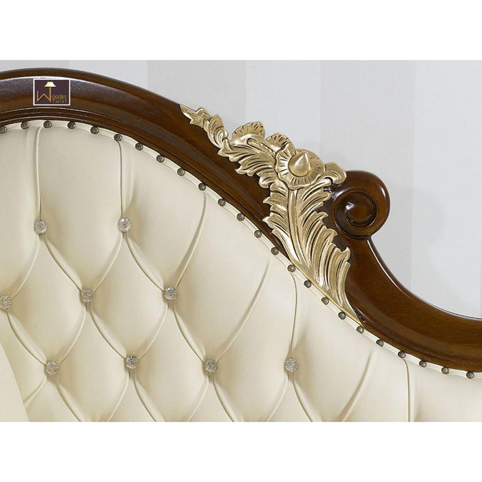 Radiant Teak Wood Handcrafted Deewan Chaise Lounge (Honey Finish Couch) - WoodenTwist