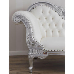 Posh Teak Wood Handcrafted Deewan Chaise Lounge (Silver) - WoodenTwist