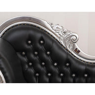 Hand Carved Modern Baroque Style Chaise Longue Silver Leaf (Black) - WoodenTwist