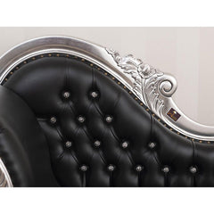 Hand Carved Modern Baroque Style Chaise Longue Silver Leaf (Black) - WoodenTwist