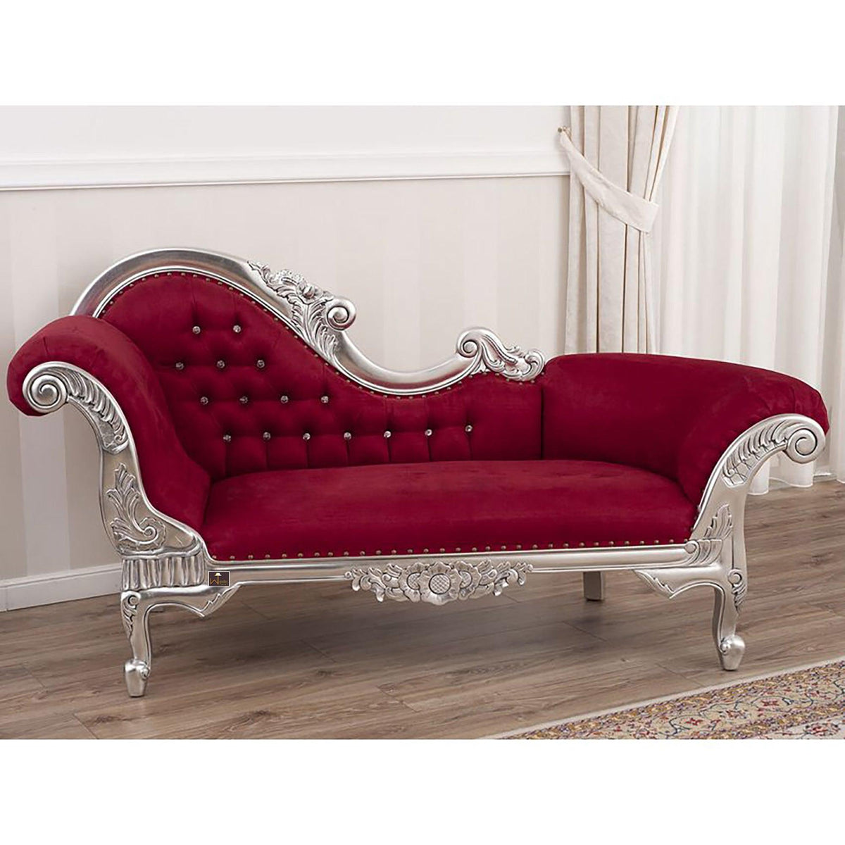 Hand-Carved Teak Wood Chaise Lounge