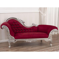 Hand Carved Baroque Style Lacquered Velvet Burgundy Crystal Sw Buttons (Silver) - WoodenTwist
