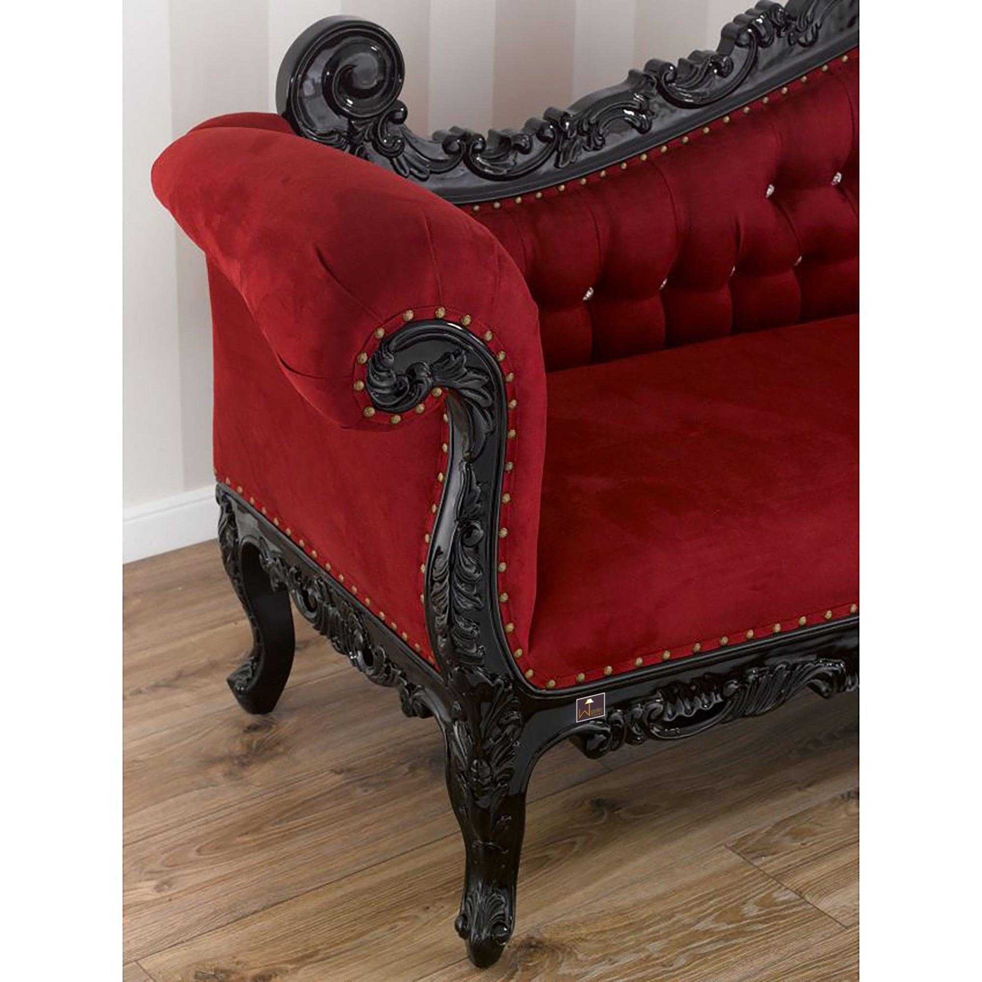 Hand Carved Barock Stil Chaise Longue Sofa Champagner Crystal (Teak Wood) - WoodenTwist