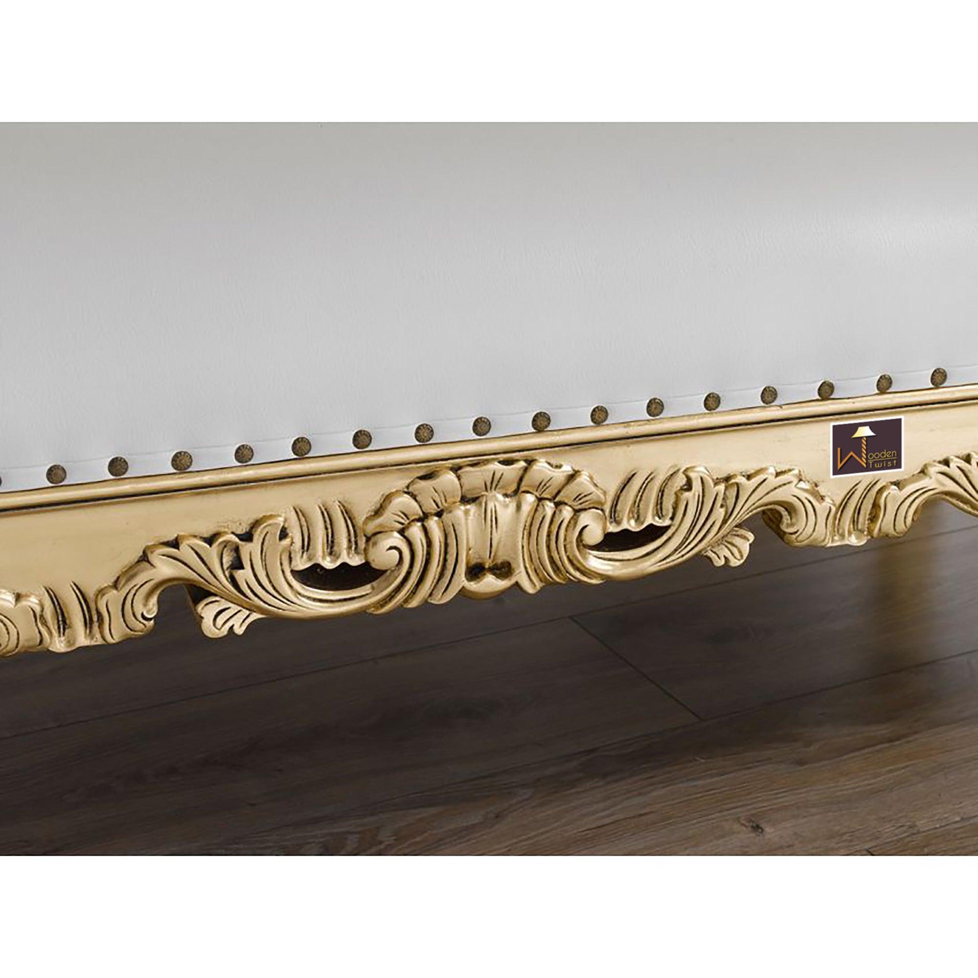 Hand Carved Barock Stil Chaise Longue Sofa Champagner Crystal (Teak Wood) - WoodenTwist