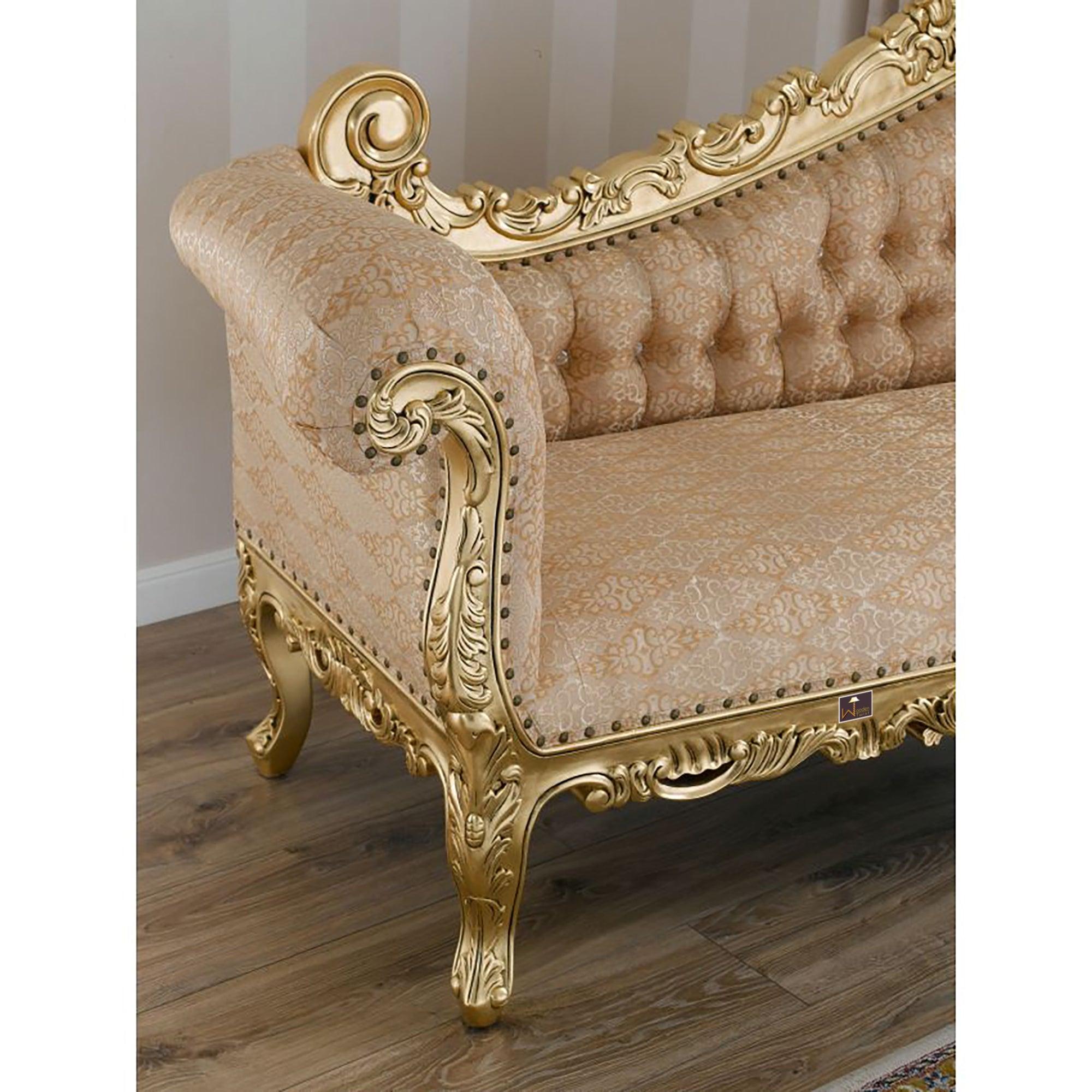 Hand Carved Barock Stil Chaise Longue Sofa Champagner Crystal (Teak Wood) - WoodenTwist