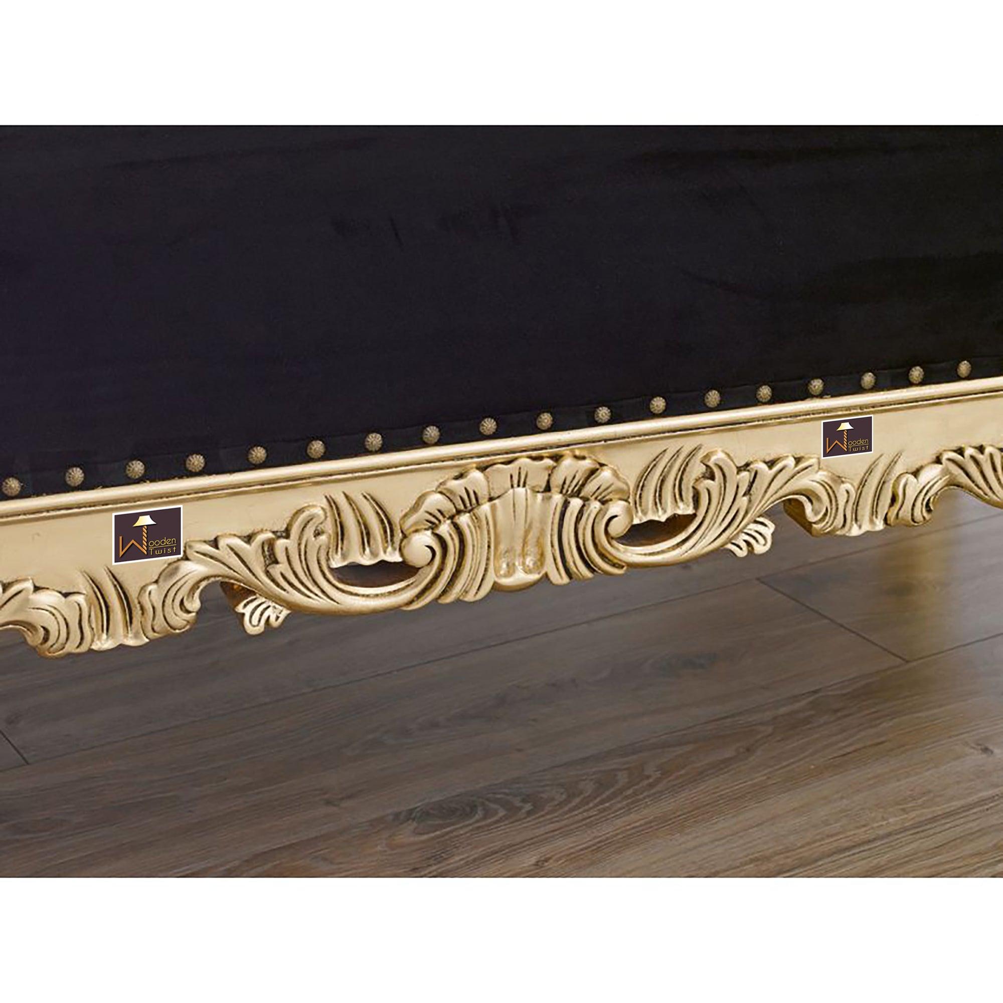 Hand Carved Barock Stil Chaise Longue Sofa Champagner Crystal (Teak Wood) - WoodenTwist