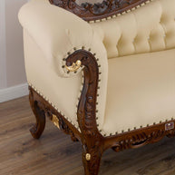 Hand Carved Barock Stil Chaise Longue Sofa Champagner Crystal (Teak Wood) - WoodenTwist