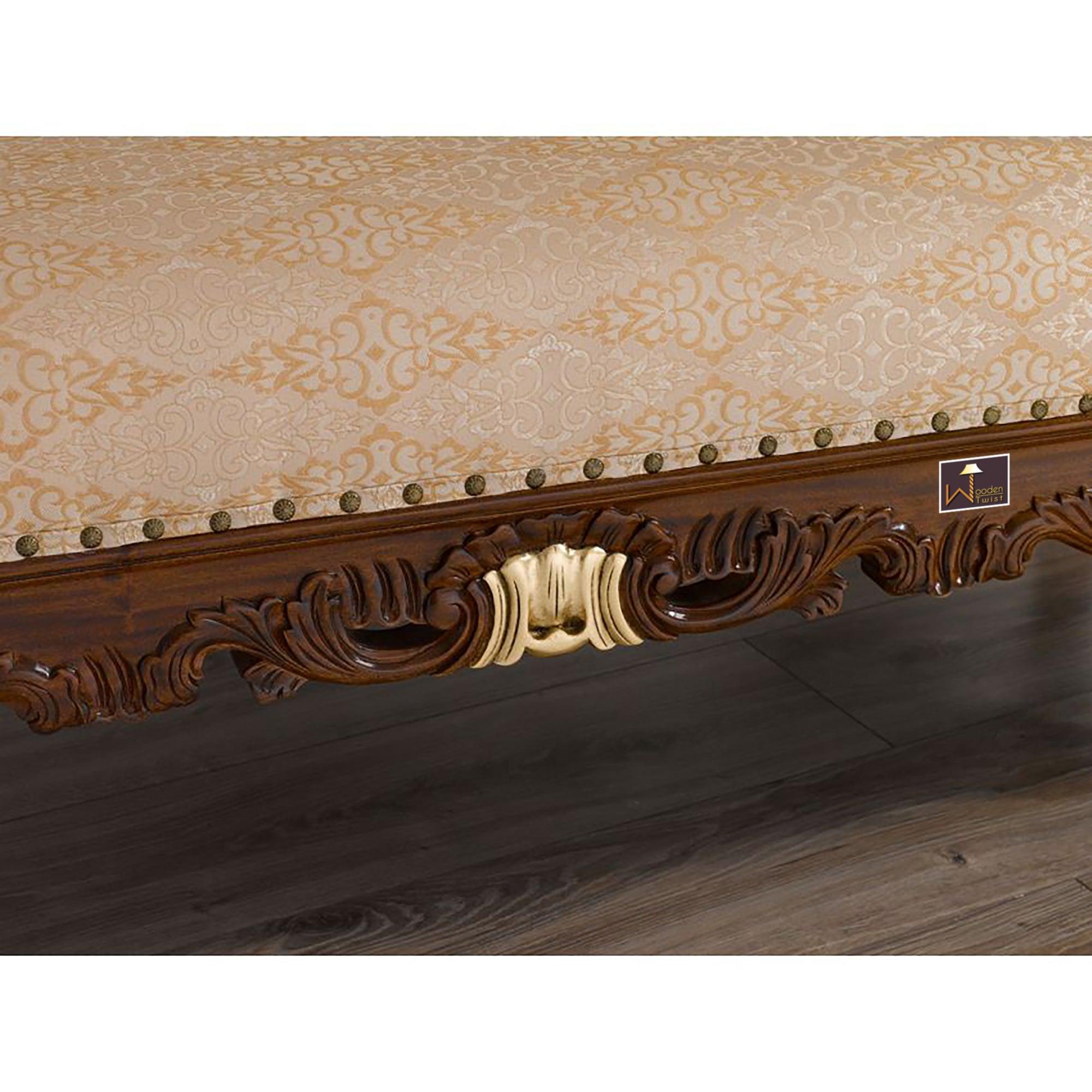 Hand Carved Barock Stil Chaise Longue Sofa Champagner Crystal (Teak Wood) - WoodenTwist