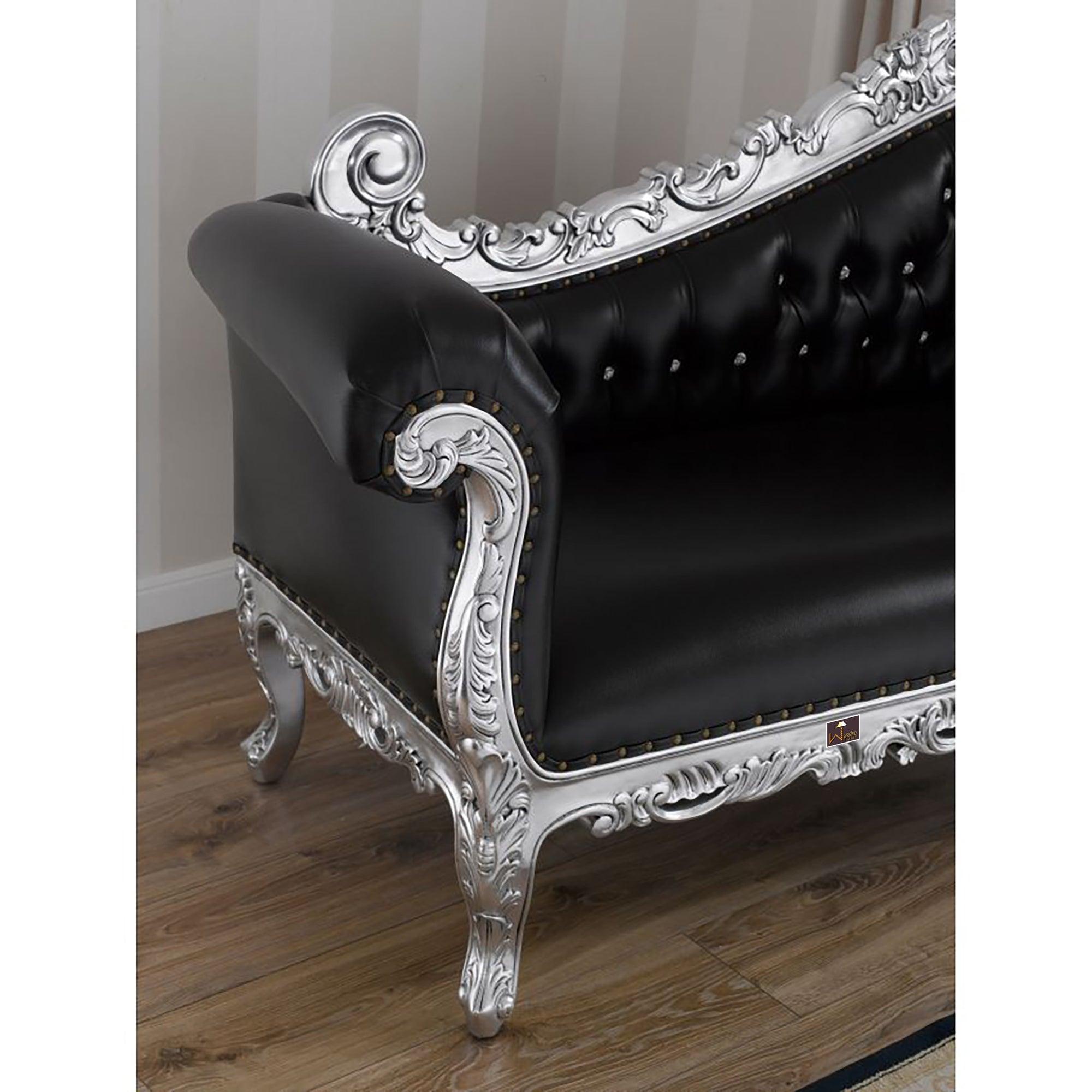 Hand Carved Barock Stil Chaise Longue Sofa Champagner Crystal (Teak Wood) - WoodenTwist