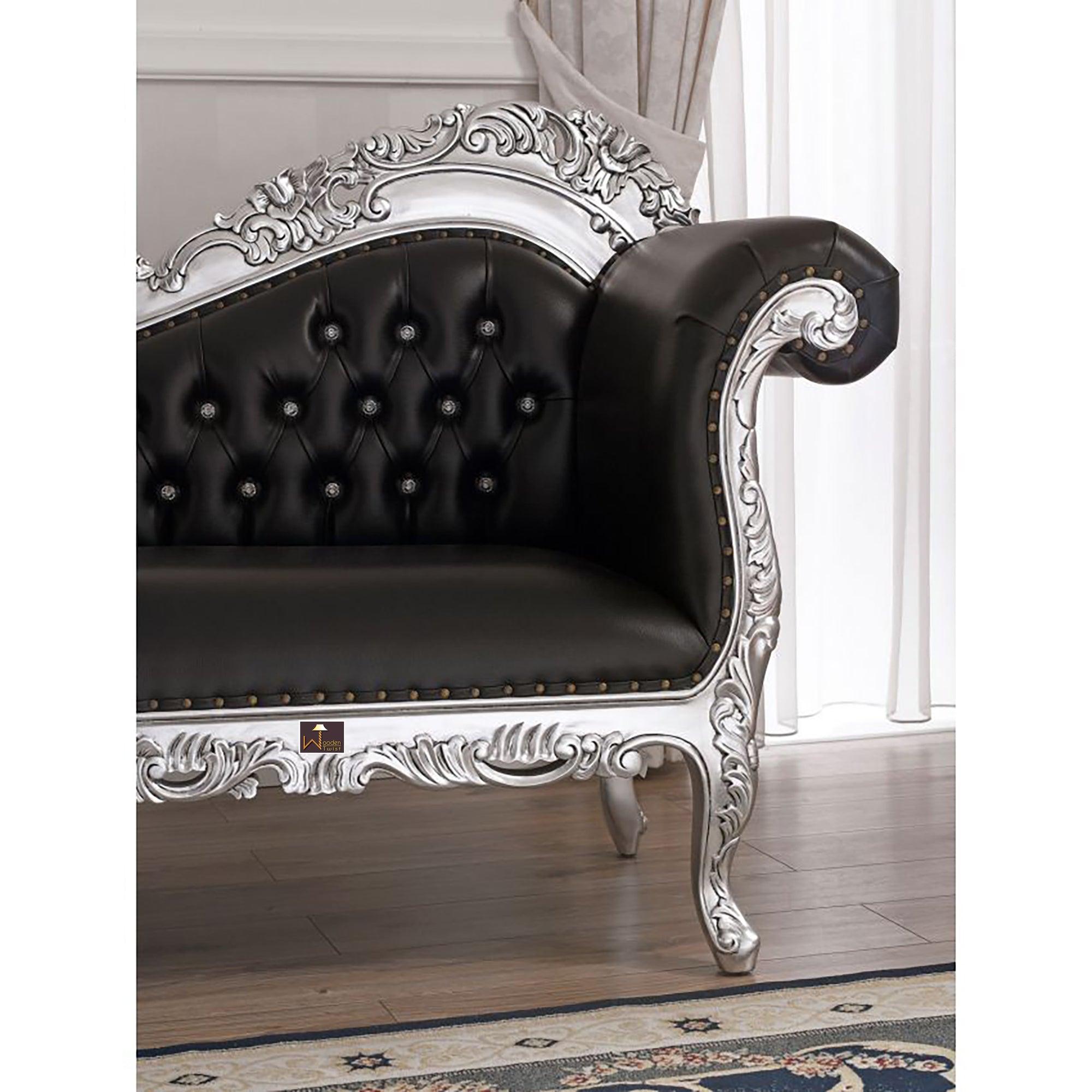 Hand Carved Barock Stil Chaise Longue Sofa Champagner Crystal (Teak Wood) - WoodenTwist