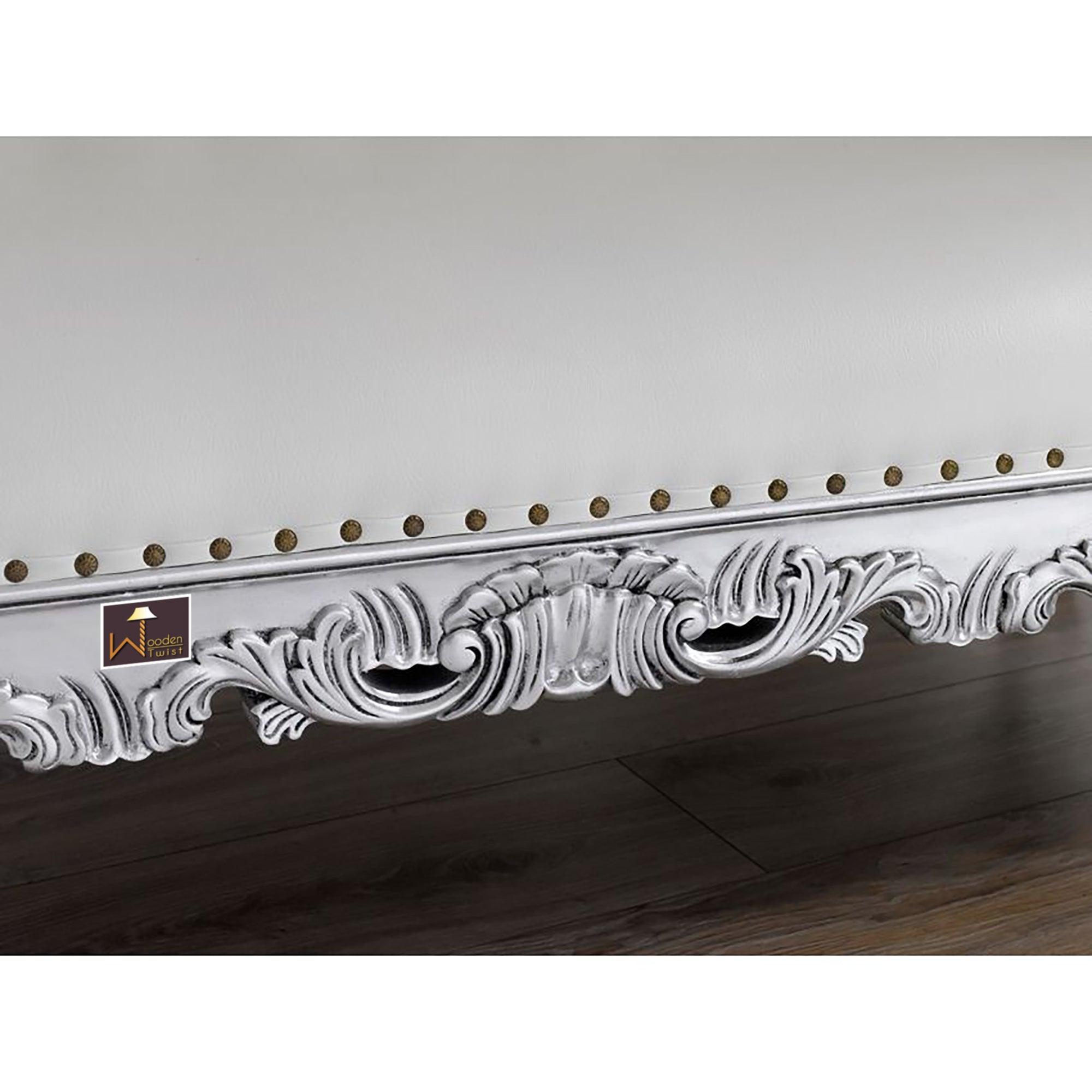 Hand Carved Barock Stil Chaise Longue Sofa Champagner Crystal (Teak Wood) - WoodenTwist