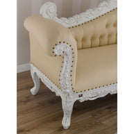 Hand Carved Barock Stil Chaise Longue Sofa Champagner Crystal (Teak Wood) - WoodenTwist