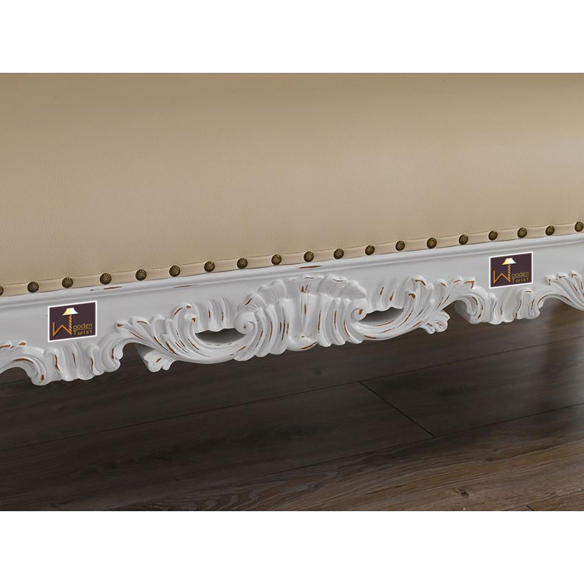 Hand Carved Barock Stil Chaise Longue Sofa Champagner Crystal (Teak Wood) - WoodenTwist