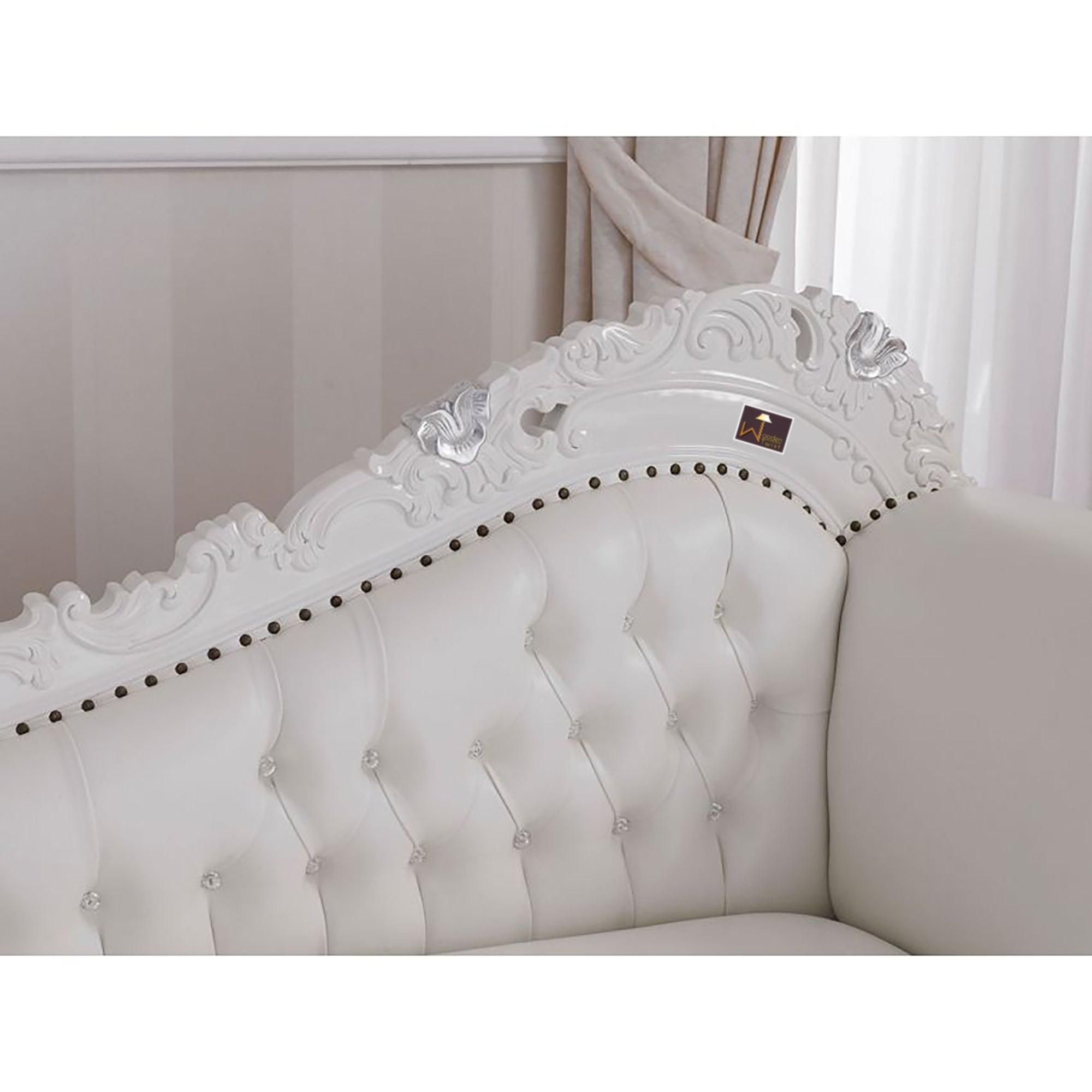 Hand Carved Barock Stil Chaise Longue Sofa Champagner Crystal (Teak Wood) - WoodenTwist