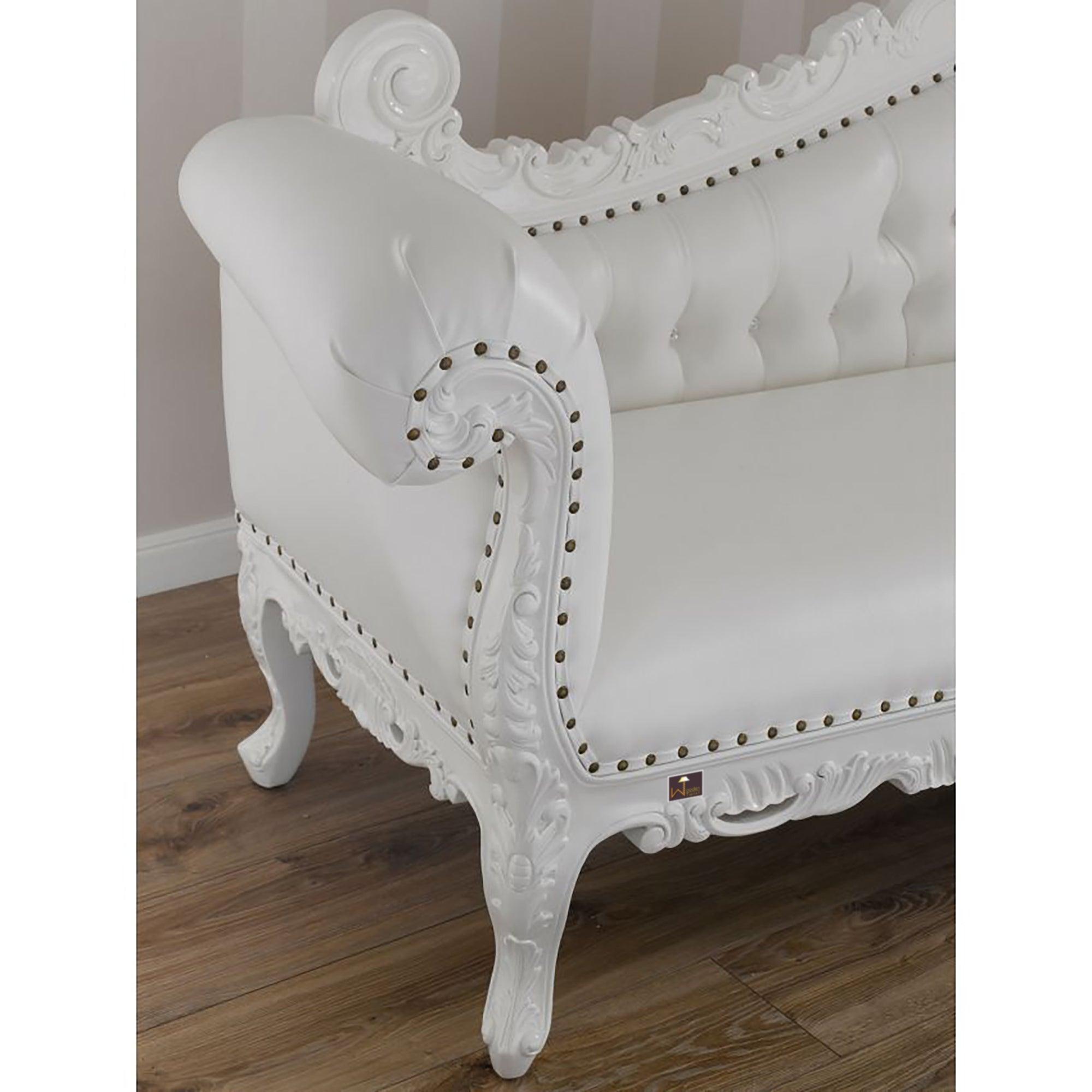 Hand Carved Barock Stil Chaise Longue Sofa Champagner Crystal (Teak Wood) - WoodenTwist