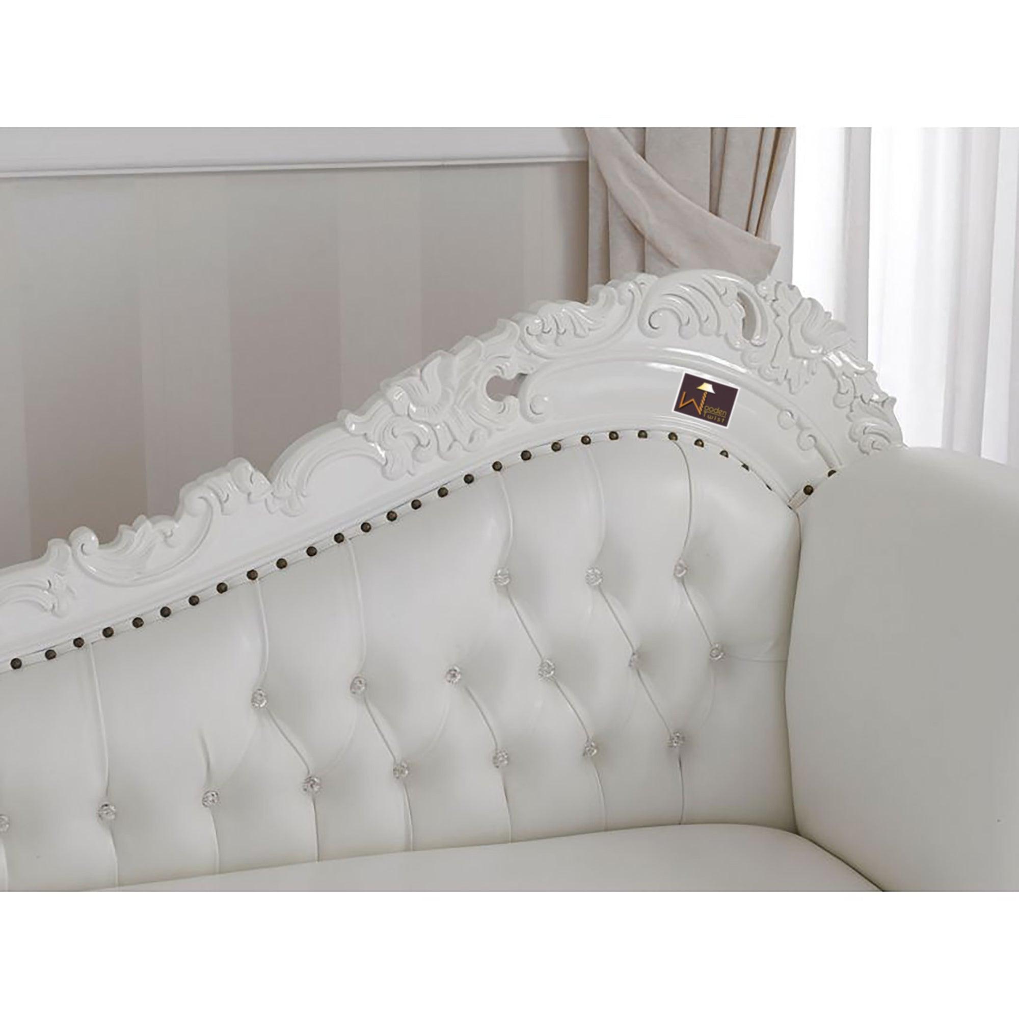 Hand Carved Barock Stil Chaise Longue Sofa Champagner Crystal (Teak Wood) - WoodenTwist