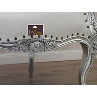 Italian Baroque Style Champagne Sofa Chair Silver leaf Finish (White) - WoodenTwist