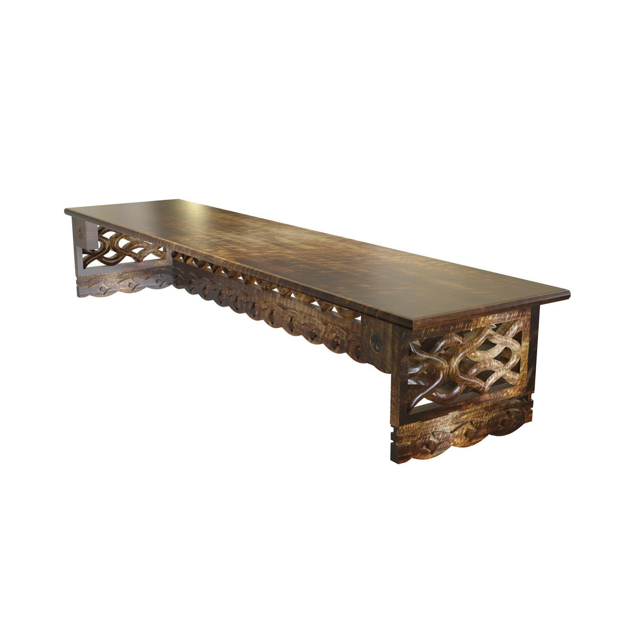 Onlineshoppee Wooden Fancy Hand Carved Wall Shelf with Jali Work - WoodenTwist