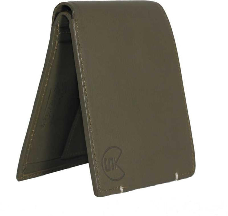 Men Green Genuine Leather Wallet (3 Card Slots) - WoodenTwist
