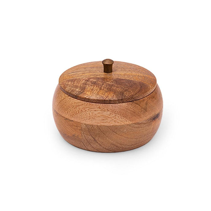 Handcrafted Wooden Box Pot Serving Bowl with Lid for Dry Fruit, (200ML, Set of 2) - WoodenTwist