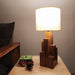 Skyline Brown Wooden Table Lamp with Yellow Printed Fabric Lampshade - WoodenTwist