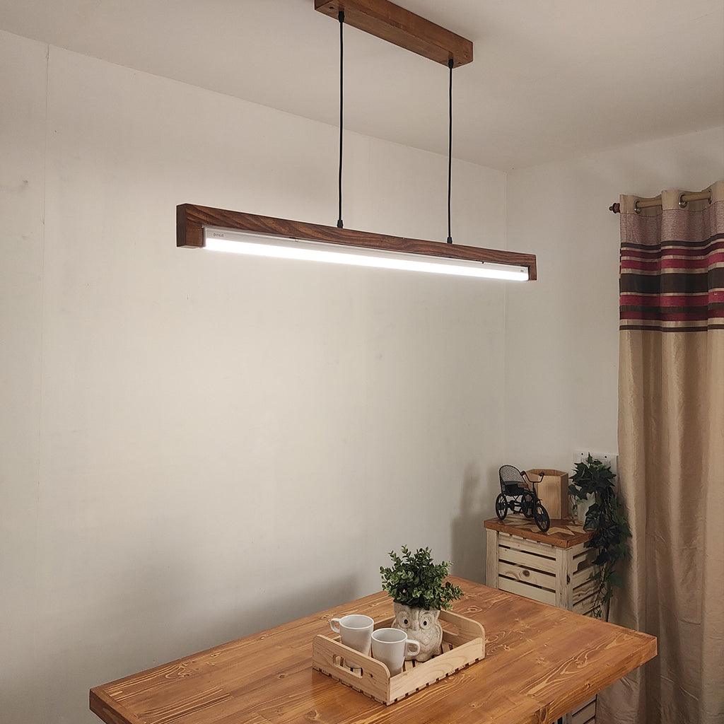 Slimline 48 Brown Baton LED Hanging Lamp - WoodenTwist