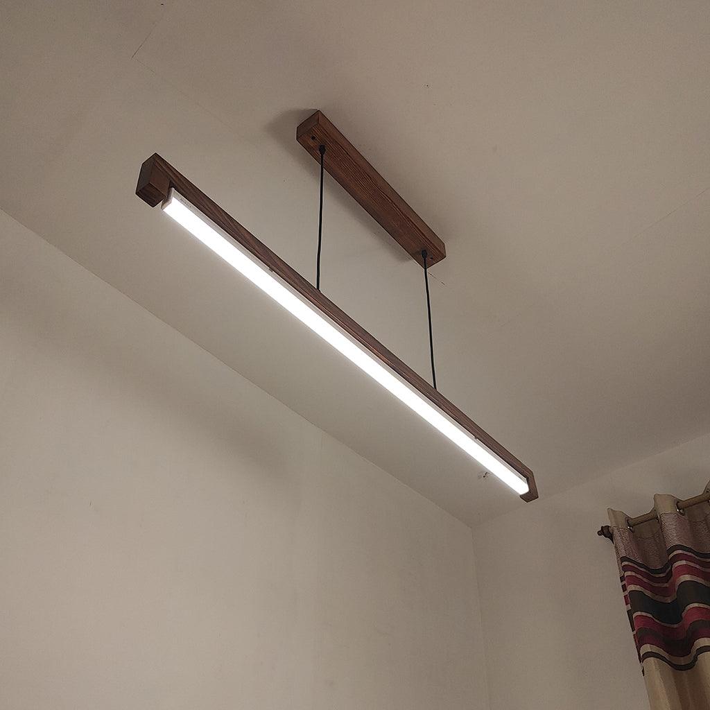 Slimline 48 Brown Baton LED Hanging Lamp - WoodenTwist