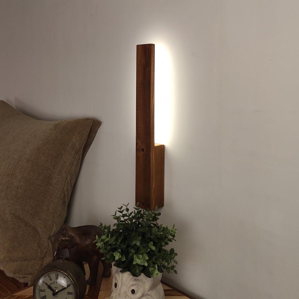 Slimline Brown Wooden LED Wall Light - WoodenTwist