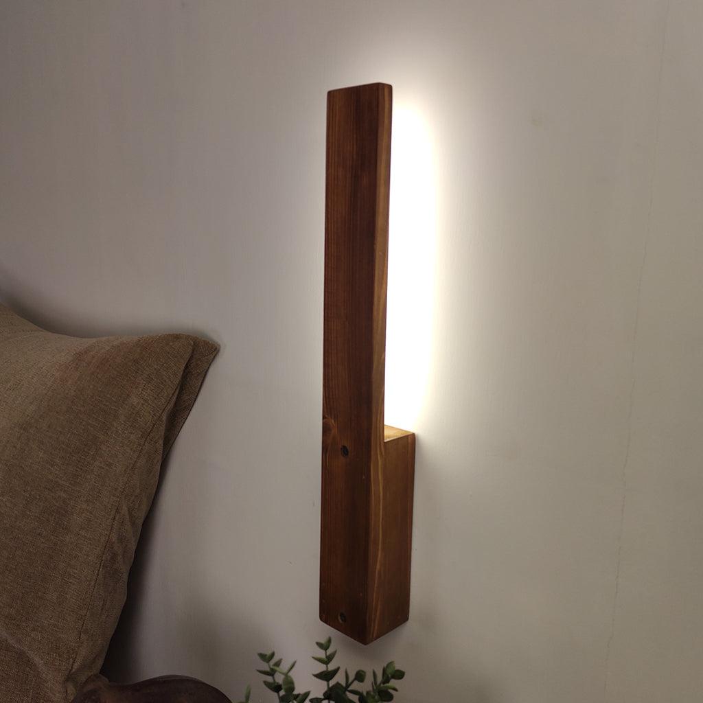 Slimline Brown Wooden LED Wall Light - WoodenTwist