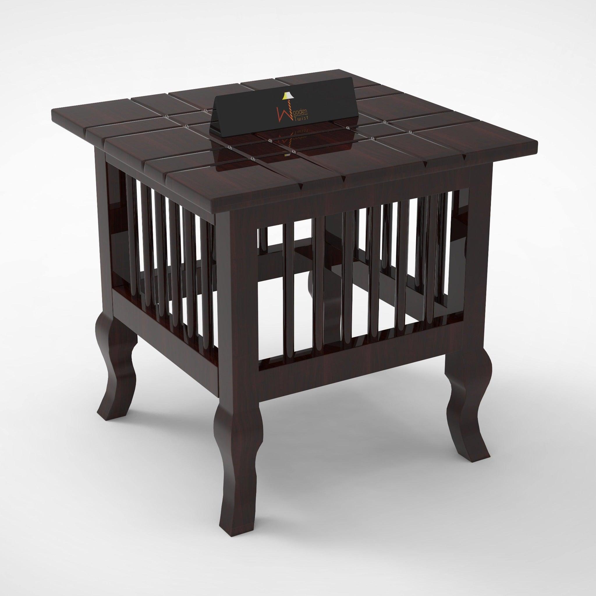 Beautiful Wooden End Table (Walnut Brown) - WoodenTwist