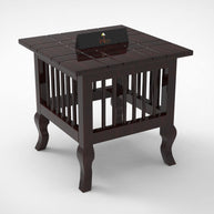 Blanco Carved Wooden End Table (White) - WoodenTwist