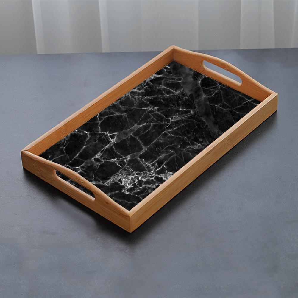 Natural Bamboo Wood Designer Large Serving Tray - angled view