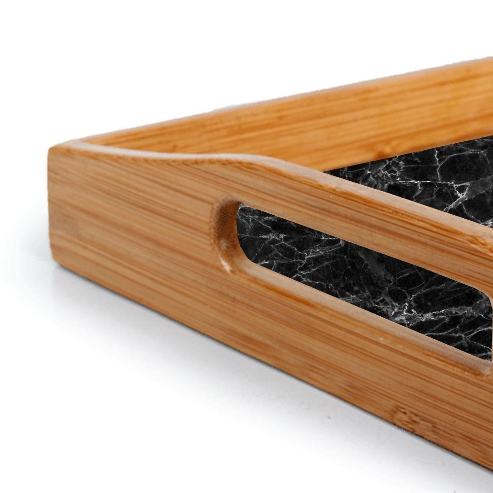 Natural Bamboo Wood Designer Large Serving Tray - close-up view