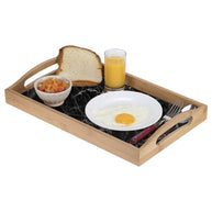 Natural Bamboo Wood Designer Large Serving Tray - front view