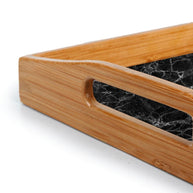 Natural Bamboo Wood Designer Large Serving Tray - close-up view