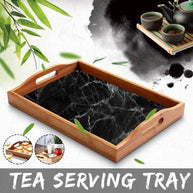 Natural Bamboo Wood Designer Large Serving Tray - top view