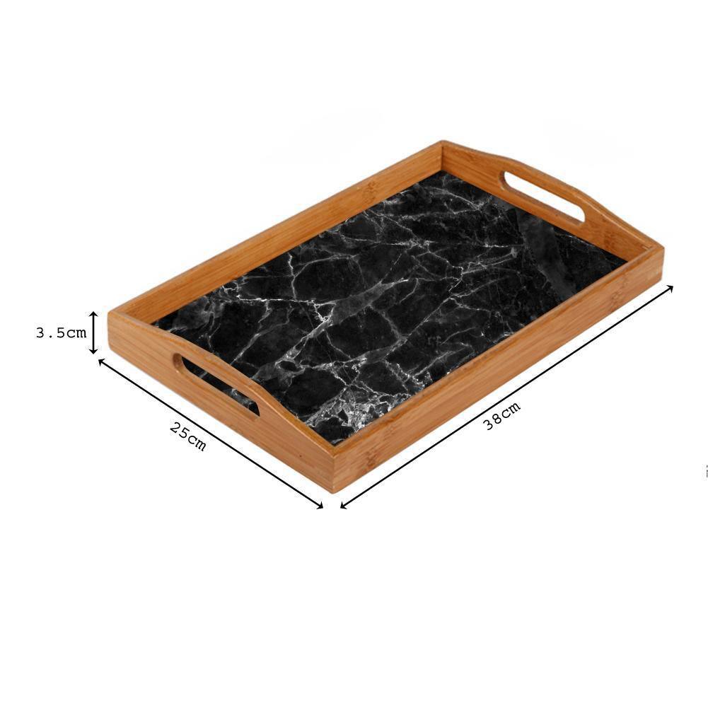 Natural Bamboo Wood Designer Large Serving Tray - dimension diagram