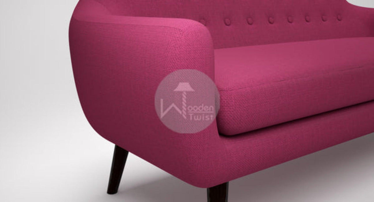 Traditional Wooden 3 Seater Couch for Home & Office Chaise Lounge Settee (Pink) - WoodenTwist