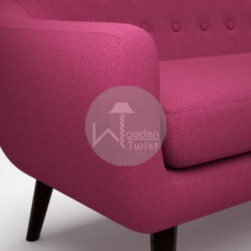 Traditional Wooden 3 Seater Couch for Home & Office Chaise Lounge Settee (Pink) - WoodenTwist