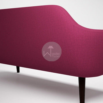 Traditional Wooden 3 Seater Couch for Home & Office Chaise Lounge Settee (Pink) - WoodenTwist