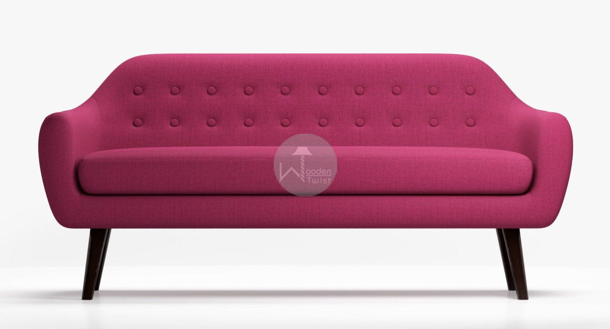 Traditional Wooden 3 Seater Couch for Home & Office Chaise Lounge Settee (Pink) - WoodenTwist