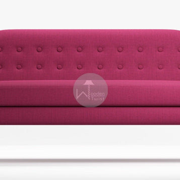 Traditional Wooden 3 Seater Couch for Home & Office Chaise Lounge Settee (Pink) - WoodenTwist