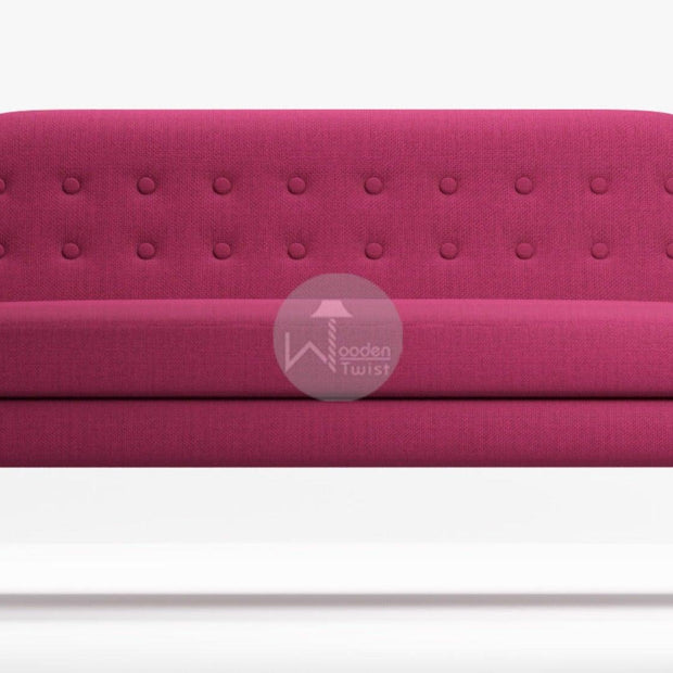 Traditional Wooden 3 Seater Couch for Home & Office Chaise Lounge Settee (Pink) - WoodenTwist