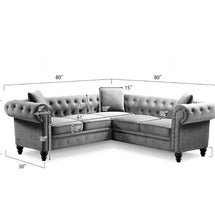 Chesterfield Velvet Corner Sofa - Tufted Back Detail