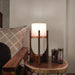Solitaire Wooden Table Lamp with Brown Base and Premium White Fabric Lampshade - WoodenTwist